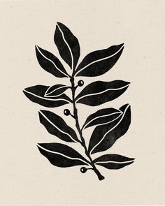 a black and white drawing of leaves