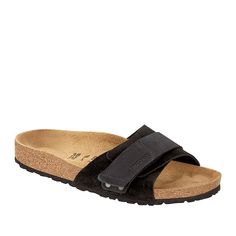 Birkenstock Oita Suede Sandal  All of the style, all of the comfort. Birkenstock's signature contoured cork footbed supports the arches of your foot and cradles the heel for all-day comfort.  Good to Know Black Cork Sandals With Leather Footbed, Comfortable Cork Footbed Sandals With Arch Support, Slip-on Cork Sandals With Arch Support, Cork Slip-on Sandals With Arch Support, Comfortable Cork Footbed Sandals With Removable Insole, Birkenstock Colors, Black Candy, Cork Heels, Oita