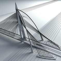 a very tall bridge with lots of lines on it