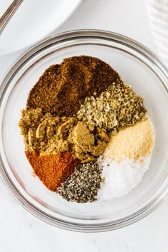 spices and seasonings in a glass bowl