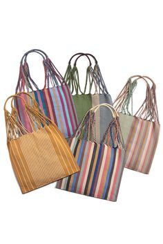 Handwoven Bag, Hand Bags For Women, Unique Tote Bag, Japanese Bag, Best Purses, Striped Bags, Tote Bag Patters, Denim Tote Bags, Colorful Accessories