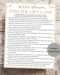 baby shower pass the gift game with instructions