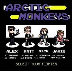 an old school video game poster for arctic monkeys