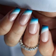 60 Blue French Tip Nail Art Inspirations for the Holidays Nude Nail Polish, Subtle Nails