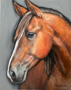 Horse Painting Horse Portrait Original Acrylic Painting - Etsy Brown Horse Painting, Horse Painting Ideas, Watercolor Name Art, Horses Painting On Canvas, Acrylic Painting Simple, Horse On Canvas, Horse Acrylic Painting, Animal Acrylic Painting