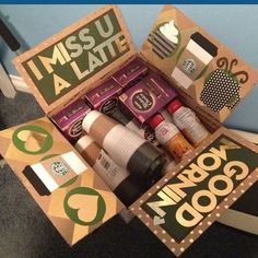 an open cardboard box with various items in it