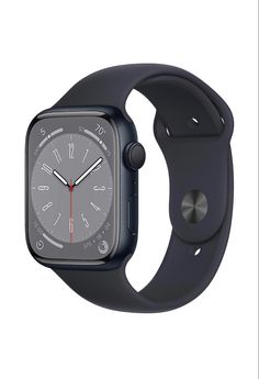 the apple watch series 4 is shown in grey and black with red accents on its face