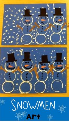 snowmen art project for kids to make with paper and glue on the back side