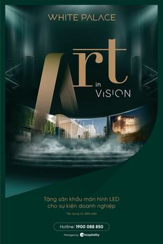 the white palace art in vision poster is shown with an image of buildings and fog