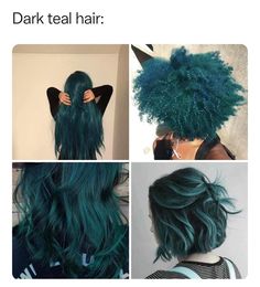 Dark Teal Hair, Creative Hair Color, Teal Hair, Pretty Hair Color, Hair Stylies, Wild Hair, Dye My Hair, Hair Dye Colors