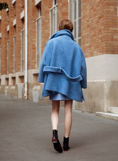 Blue Wool Coat, Jacquard Coat, Frosted Window, Lauren Manoogian, Hippy Chic, Blue Coat, Catherine Deneuve, Blue Coats, Quilted Coat