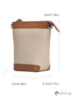 BirdinBag - Stylish Compact Crossbody Bag with Color Block Design Beige Box Bag With Removable Pouch For Errands, Travel Mobile Phone Pouch Bag, Beige Satchel Camera Bag With Adjustable Strap, Handheld Baguette Bag For Travel, On-the-go Bucket Shoulder Bag With Mobile Phone Bag, Crossbody Canvas Bag For Shopping, Beige Crossbody Camera Bag For Daily Use, Beige Camera Bag With Adjustable Strap For Daily Use, Daily Use Beige Camera Bag With Adjustable Strap