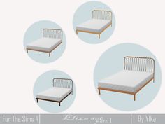 three different types of bed frames for the sims 4