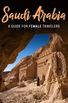 the cover of a travel guide for female travelers in saudi, with text overlaying it