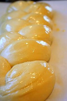 the doughnuts are lined up and ready to be baked