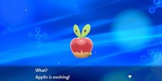 an apple with the words what applin is growing on it's side, in front of a blue background