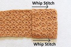 an image of a crocheted cloth with the words whip stitch on it