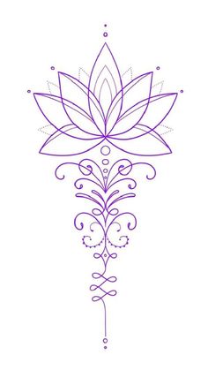 a drawing of a purple flower on a white background