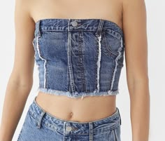 Denim Corset Outfit, Upcycling Jeans, Jean Ideas, Denim Style Casual, Vestidos Jeans, Corset Outfit