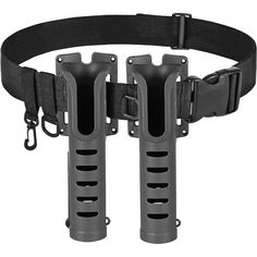 two black holsters are attached to each other on a white background with clipping for attachments