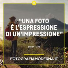 a woman standing on top of a hill with a backpack in her hand and the words, una foto e l'espressionne di un impressione