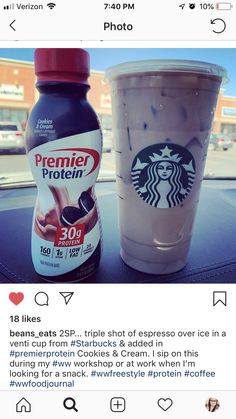 two drinks sitting on top of a table next to each other