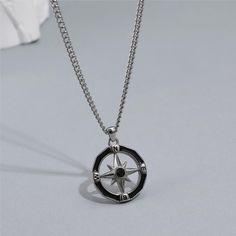 Material: Titanium Steel Color: Compass Asterism Necklace 60cm Fashion Element: Chain, Six-Pointed Star Style: Hip Hop Silver Pendant Necklace For Outdoor, Bracelets And Rings, Star Style, Emphasis, Star Fashion, Compass, Boy Fashion, Necklaces Bracelets, Hip Hop