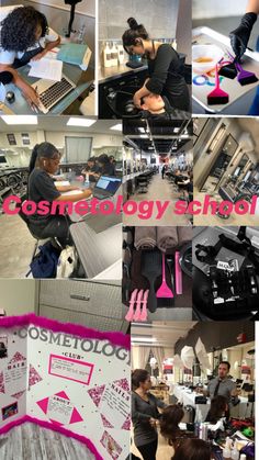 a collage of photos with people working on laptops