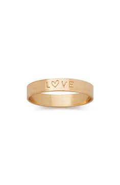 Pair this hand-stamped ring with your current stack or wear it as a bold standalone piece. Delivered from the Made by Mary studio in a giftable book-style box, each piece is carefully crafted with your story in mind. 1/8" band width 14k-gold fill or sterling silver Made in the USA Made By Mary Rings, Mary Rings, Stamped Ring, Hand Stamped Ring, Made By Mary, Style Box, Book Style, Love Ring, Womens Jewelry Rings