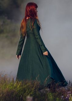 Linen Dress Women, Autumn Dress, Green Long Sleeve, Pattern Ideas, Linen Maxi Dress, Maxi Dress Green, Style Expert, Dress With Pockets, Skirts With Pockets