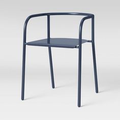 a blue plastic chair with arms and legs in the shape of a bent - up chair