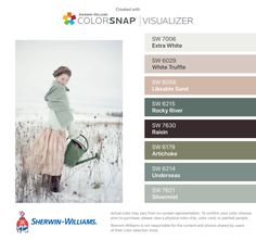 an image of a woman holding a watering can in the snow with colorsnap visualizer