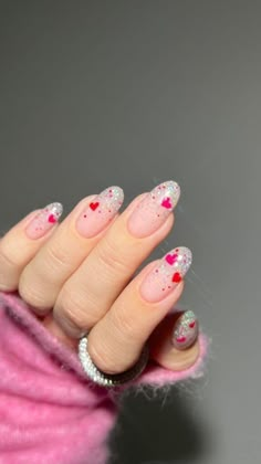 Short Red Nails, Simple Valentines, Valentine Nail, Valentines Day Nails