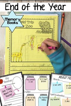 the end of the year memory book for kids to write and draw with their hands