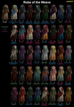 an image of different types of scarves in the game robe of the weave