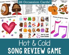 the hot and cold song review game for children to play with their favorite music instruments