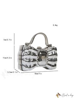 BirdinBag - Stylish Mini Metallic Handbag in Solid Colors Portable Rectangular Bag For Gifts, Rectangular Gift Bag, Large Capacity Satchel Evening Bag As Gift, Portable Tote Box Bag For Gifts, Portable Tote Box Bag As Gift, Formal Rectangular Satchel, Party Shoulder Bag With Adjustable Handle, Rectangular Shoulder Bag With Adjustable Handle For Party, Rectangular Party Shoulder Bag With Adjustable Handle