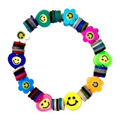 Smiley Kids Elastic Bracelets - Polymer Clay beads elastic kids smiley bracelets - Colorful randomly mixed bracelets - Size XS - Sold individually Elastic Bracelets, Elastic Bracelet, Polymer Clay Beads, Online Jewelry Store, Clay Beads, Bracelet Sizes, Online Jewelry, Smiley, Polymer Clay