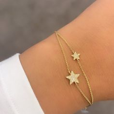 14k GOLD .12 CT GENUINE DIAMONDS 6"-7" ADJUSTABLE Diamond Bracelet Design, Bangle Ring, Bracelets Gold Diamond, Bracelet Design, Diamond Star, Star Bracelet, Barbie Collection, Bracelet Gold, Dress Plus Size