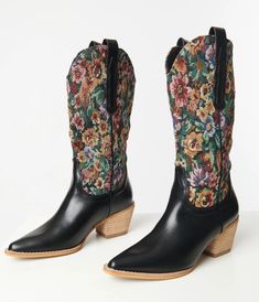 Floral Jacquard Cowboy Boots – Unique Vintage Floral Cowboy Boots, Summer Boot, Swamp Witch, Cowboy Shoes, Shoes 2022, Summer Boots, Boots Outfits, Feet Shoes, Western Clothing