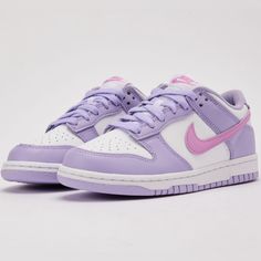 Reposhing This Item I Purchased From @Teflon_kicks. Loved It, But They Didn’t Fit Me. Sizing Is In Kids Size 6. Questions? Leave A Comment Below! Purple And Pink Shoes, Barbie Nike Shoes, Cute Dunks, Dunks Purple, Low Jordans, Light Purple Shoes, Purple Dunks, Bubble Shoes, Purple Nike Shoes