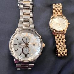 Women’s Watches For Sale. Light Scratching On Metal, Only Worn A Handful Of Times. Both Watches Require A New Battery. Accepting Offers Watches For Sale, Watch Sale, Accessories Watches, Womens Watches, Silver Gold, Women Accessories, For Sale, Silver, Gold