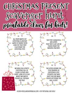 christmas present scavenger hunt printables for kids