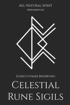 the logo for celestial rune sigils, which is also in white on black