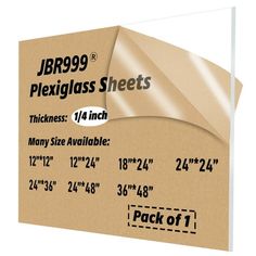 a package of 3 plexiglass sheets on top of a cardboard box with measurements