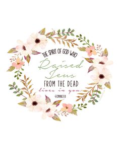 a wreath with flowers and the bible verse