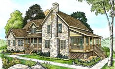 this is an artist's rendering of these country house plans for the lake side