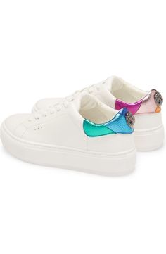 Kurt Geiger London Rainbow Shop Laney Eagle Sneaker (Women) | Nordstrom Iridescent Lace-up Sneakers For Streetwear, Sports Lace-up Sneakers With Metallic Logo, Sporty Platform Sneakers With Metallic Logo, Low-top Platform Sneakers With Metallic Logo, Trendy Iridescent Lace-up Sneakers, Trendy Iridescent Low-top Sneakers, Sporty Iridescent Sneakers For Streetwear, Iridescent Sporty Sneakers For Streetwear, Iridescent Sneakers With Round Toe For Sports