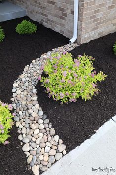 Last month the landscaping on the front part of our house was in desperate need of refreshing. I mean, the photo below speaks for itself. Yikes. We failed to put down new mulch last summer, Funny Vine, Cheap Landscaping Ideas, Front Yard Garden