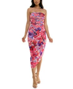 in stock Multicolor Fitted Draped Dress, Draped Strapless Dress For Cocktail In Spring, Floral Mesh Dress, Fuschia Dress, Strapless Bodycon Dress, Long Windows, Bodycon Midi Dress, Bodycon Midi, Midi Dress Bodycon